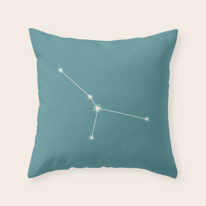 Cancer Zodiac Star Constellation Line Art Teal Throw Pillow Gallery Image 6