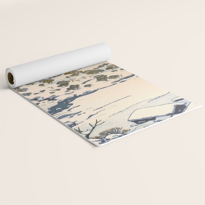 Snow Country Antique Japanese Woodblock Print Yoga Mat Gallery Image 2