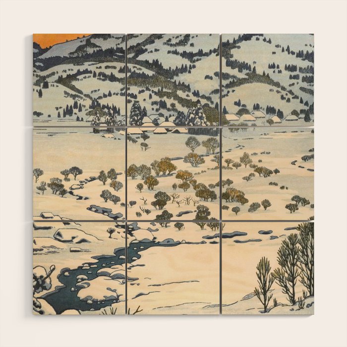 Snow Country Antique Japanese Woodblock Print Wood Wall Art Gallery Image 1