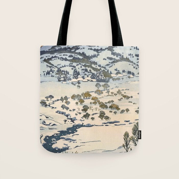 Snow Country Antique Japanese Woodblock Print Tote Bag Gallery Image 1