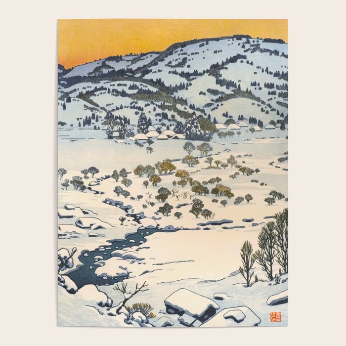 Snow Country Antique Japanese Woodblock Print Poster Gallery Image 1