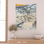 Snow Country Antique Japanese Woodblock Print Wall Tapestry Gallery Image 2