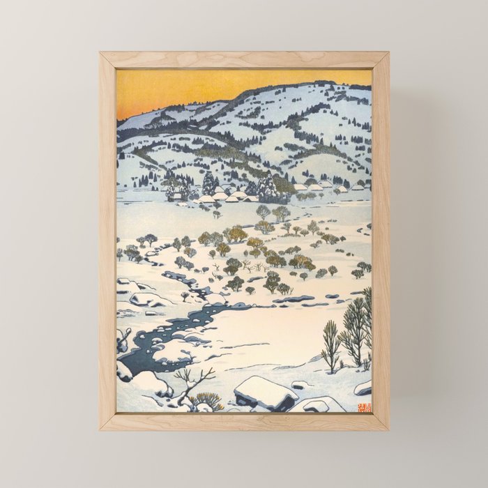 Snow Country Antique Japanese Woodblock Print Mini Art Print Gallery Image 1