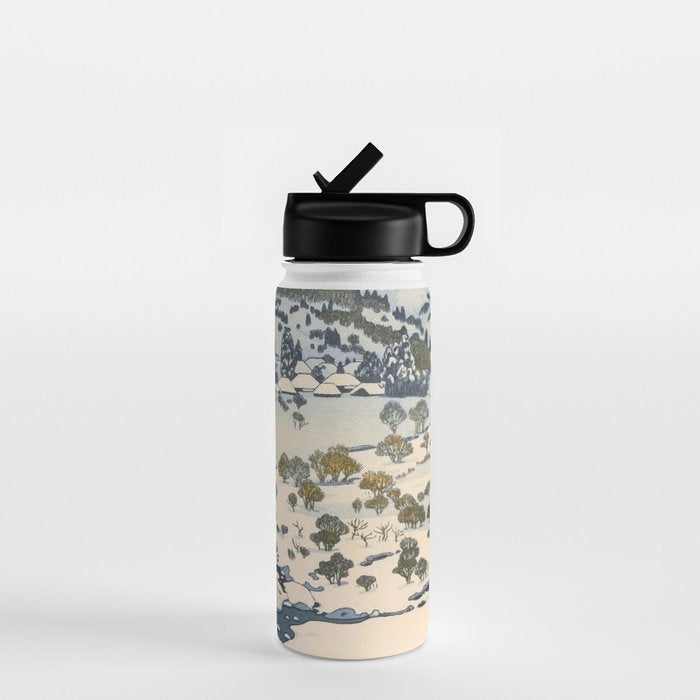 Snow Country Antique Japanese Woodblock Print Water Bottle Gallery Image 1
