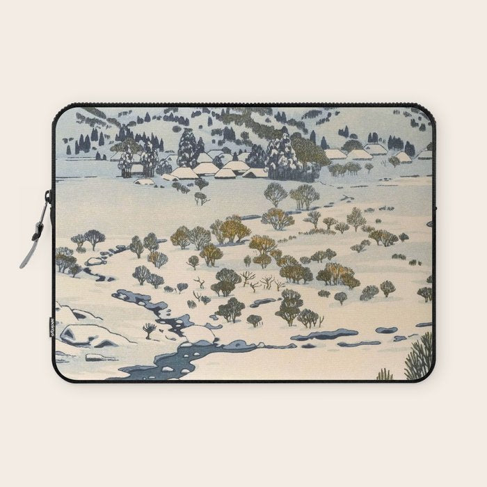 Snow Country Antique Japanese Woodblock Print Laptop Sleeve Gallery Image 1