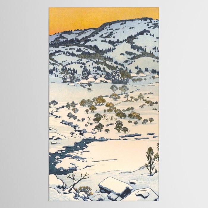 Snow Country Antique Japanese Woodblock Print Tablecloth Gallery Image 2