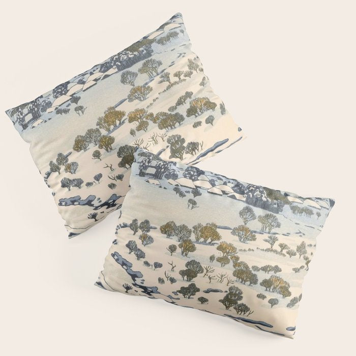 Snow Country Antique Japanese Woodblock Print Pillow Sham Gallery Image 3