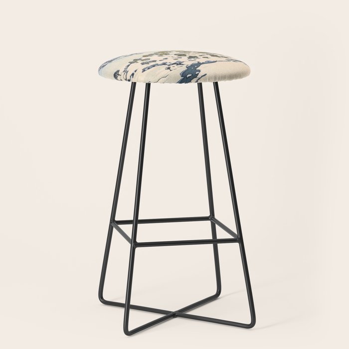 Snow Country Antique Japanese Woodblock Print Stool Gallery Image 1
