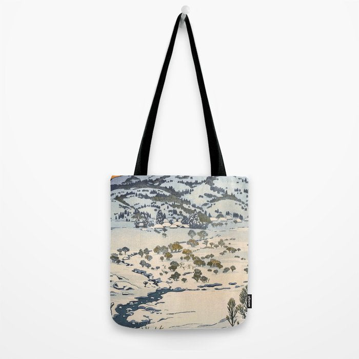 Snow Country Antique Japanese Woodblock Print Tote Bag Gallery Image 2