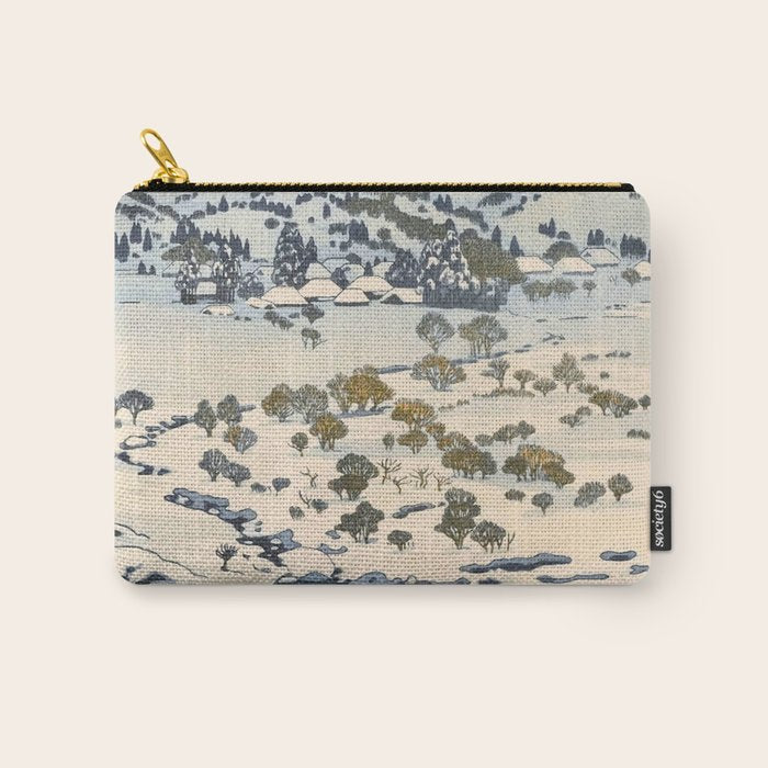 Snow Country Antique Japanese Woodblock Print Carry All Pouch Gallery Image 1