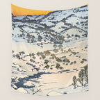 Snow Country Antique Japanese Woodblock Print Wall Tapestry Gallery Image 4