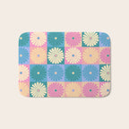Retro Flowers Check Pattern XXIII Bath Mat Gallery Image 1
