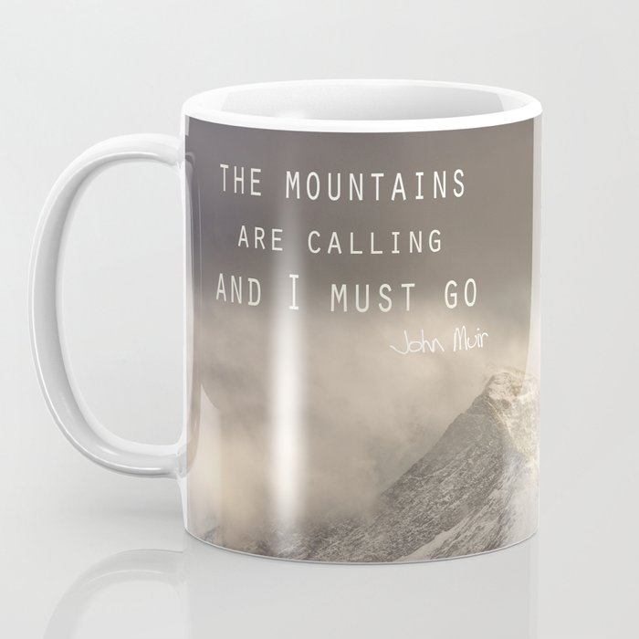 The Mountains are calling, and I must go.  John Muir. Vintage. Coffee Mug Gallery Image 3