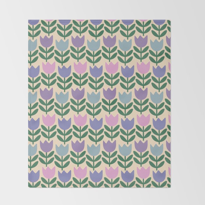 Tulip - Pastel Floral Pattern Throw Blanket Gallery Image 2