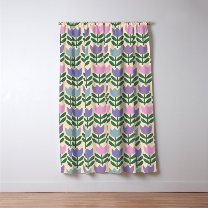 Tulip - Pastel Floral Pattern Window Curtain Gallery Image 3