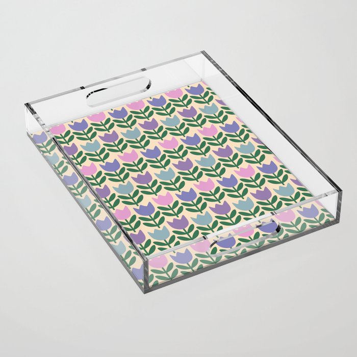 Tulip - Pastel Floral Pattern Acrylic Tray Gallery Image 1