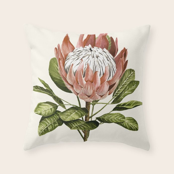protea plant #watercolor Throw Pillow Gallery Image 6