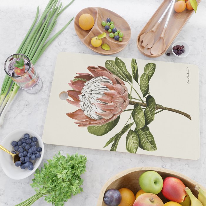 protea plant #watercolor Cutting Board Gallery Image 2