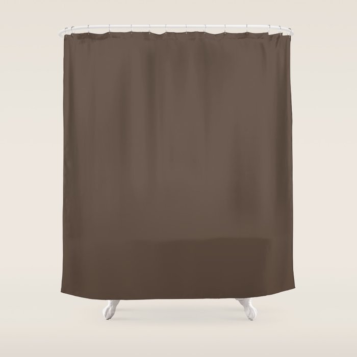 Coffee Brown Solid Color Shower Curtain Gallery Image 1