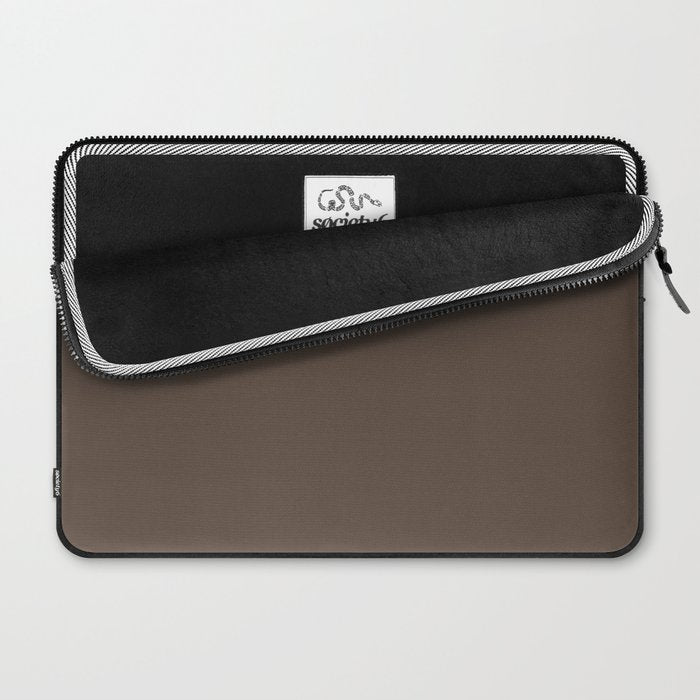 Coffee Brown Solid Color Laptop Sleeve Gallery Image 2