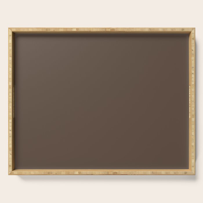 Coffee Brown Solid Color Serving Tray Gallery Image 1