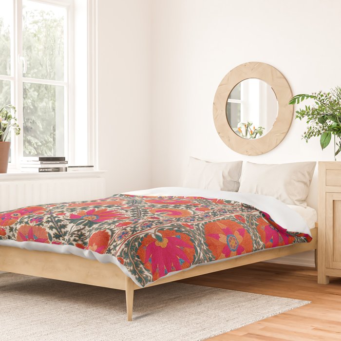 Kermina Suzani Uzbekistan Colorful Embroidery Print Duvet Cover Gallery Image 2