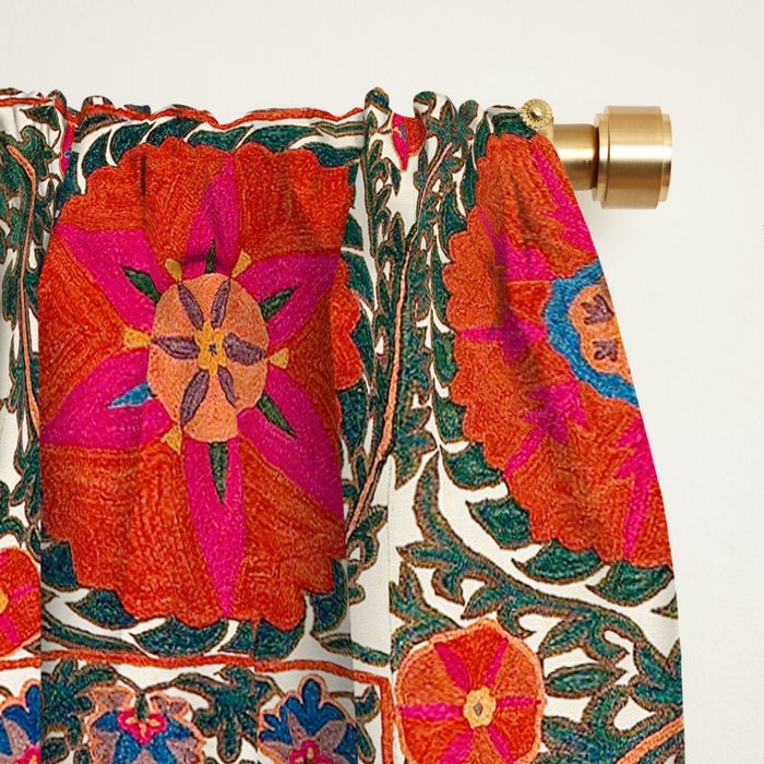 Kermina Suzani Uzbekistan Colorful Embroidery Print Window Curtain Gallery Image 2