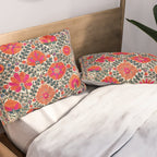 Kermina Suzani Uzbekistan Colorful Embroidery Print Pillow Sham Gallery Image 2