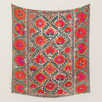 Kermina Suzani Uzbekistan Colorful Embroidery Print Wall Tapestry Gallery Image 4