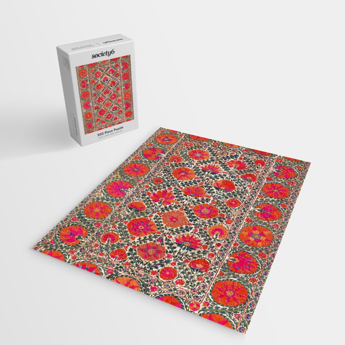 Kermina Suzani Uzbekistan Colorful Embroidery Print Jigsaw Puzzle Gallery Image 2