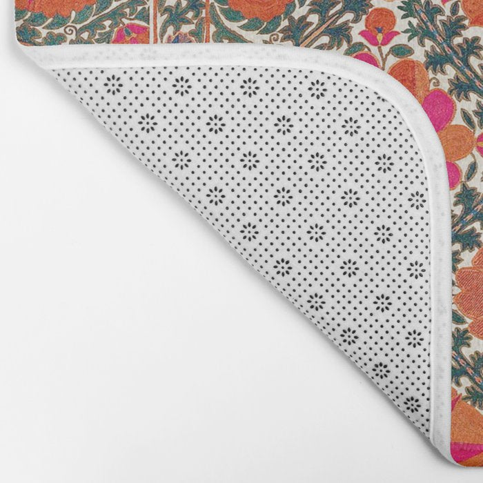 Kermina Suzani Uzbekistan Colorful Embroidery Print Bath Mat Gallery Image 2