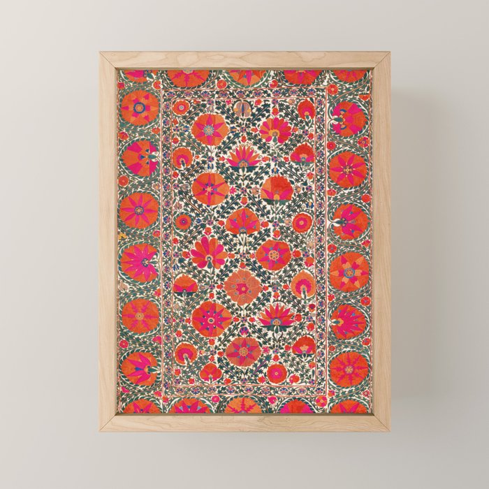 Kermina Suzani Uzbekistan Colorful Embroidery Print Mini Art Print Gallery Image 1
