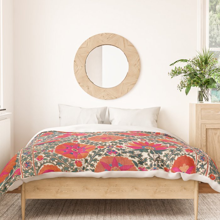 Kermina Suzani Uzbekistan Colorful Embroidery Print Duvet Cover Gallery Image 3