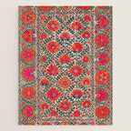 Kermina Suzani Uzbekistan Colorful Embroidery Print Jigsaw Puzzle Gallery Image 1