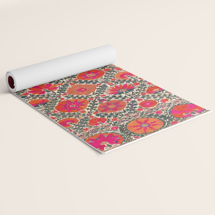 Kermina Suzani Uzbekistan Colorful Embroidery Print Yoga Mat Gallery Image 2