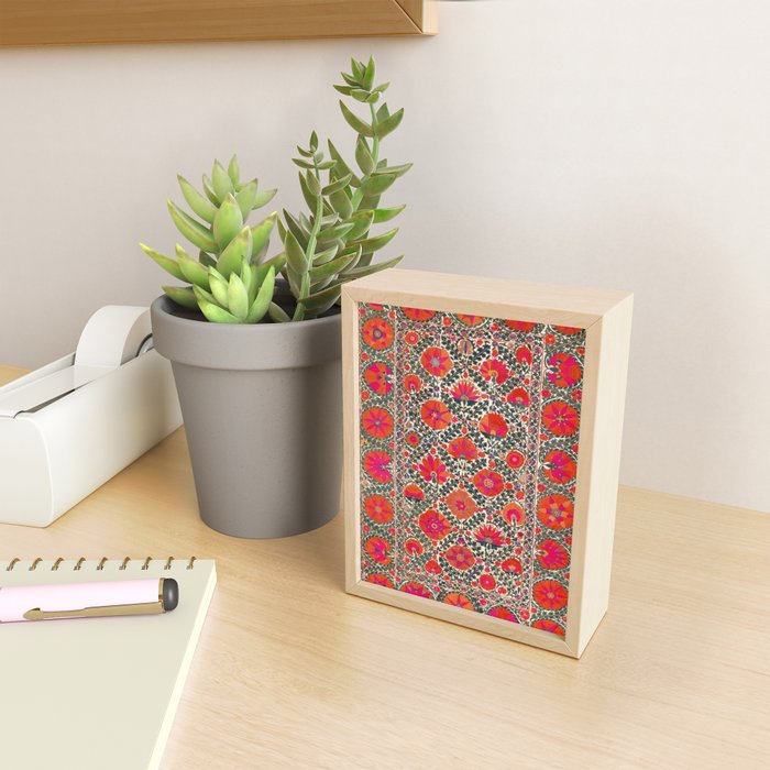 Kermina Suzani Uzbekistan Colorful Embroidery Print Mini Art Print Gallery Image 2