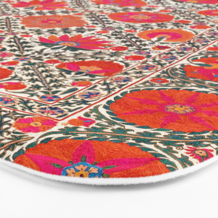 Kermina Suzani Uzbekistan Colorful Embroidery Print Bath Mat Gallery Image 3