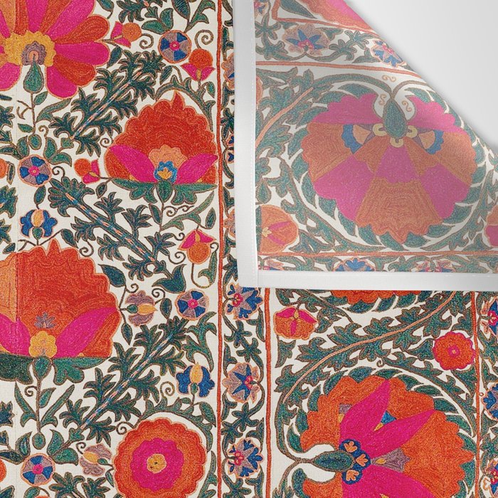 Kermina Suzani Uzbekistan Colorful Embroidery Print Wall Tapestry Gallery Image 3