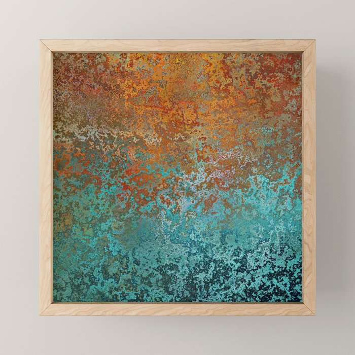 Vintage Copper and Teal Rust Mini Art Print Gallery Image 1