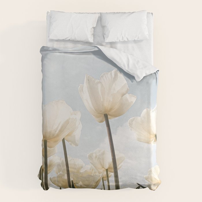 White Tulips In Spring In Holland Photo | Dutch Flowers Art Print |  Europe Travel Photography Duvet Cover Gallery Image 6