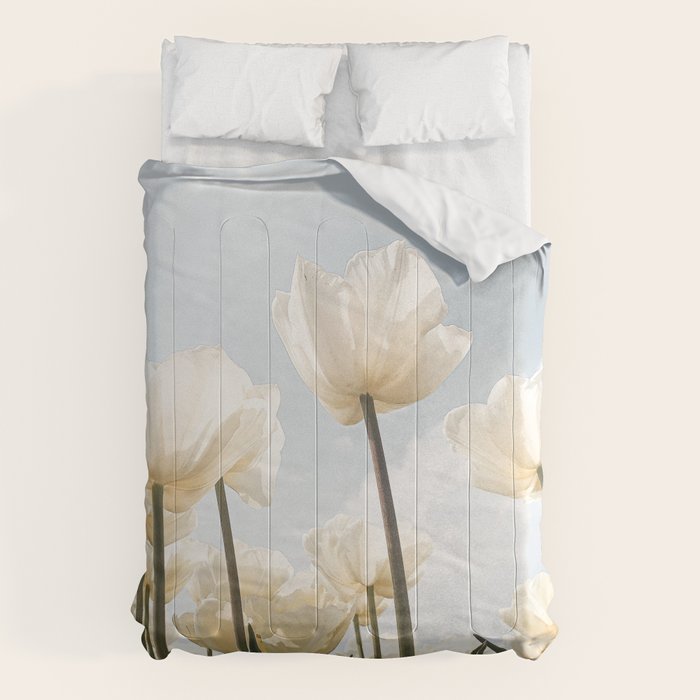 White Tulips In Spring In Holland Photo | Dutch Flowers Art Print |  Europe Travel Photography Comforter Gallery Image 6