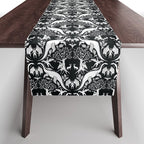 Black & White Cryptid Damask Table Runner Gallery Image 1