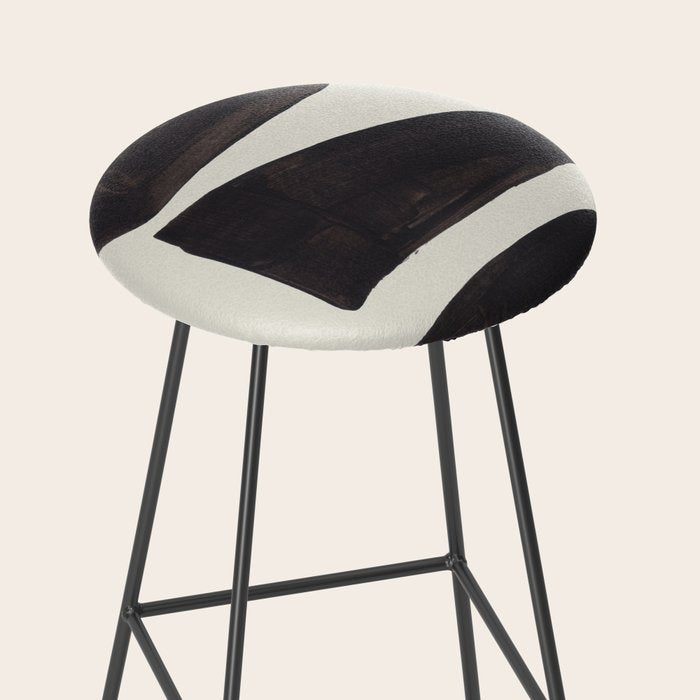 Black & White Minimalist Abstract Shapes Patterns Black Ink Painting Stool Gallery Image 2