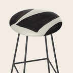 Black & White Minimalist Abstract Shapes Patterns Black Ink Painting Stool Gallery Image 2