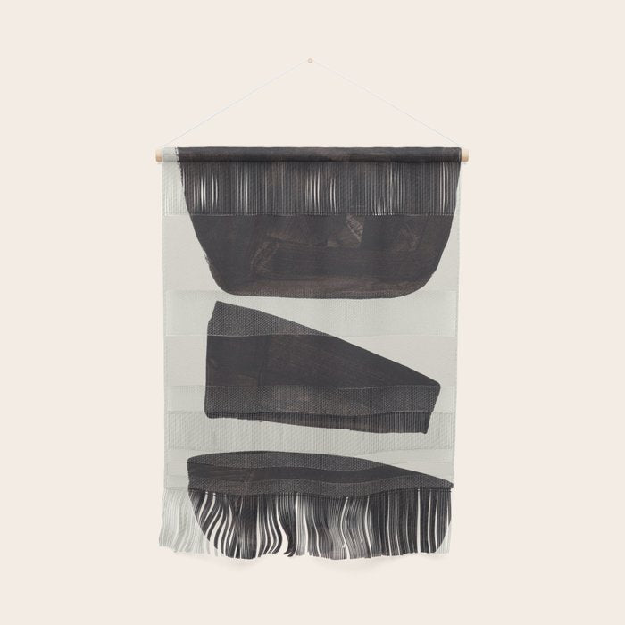 Black & White Minimalist Abstract Shapes Patterns Black Ink Painting Wall Hanging Gallery Image 1