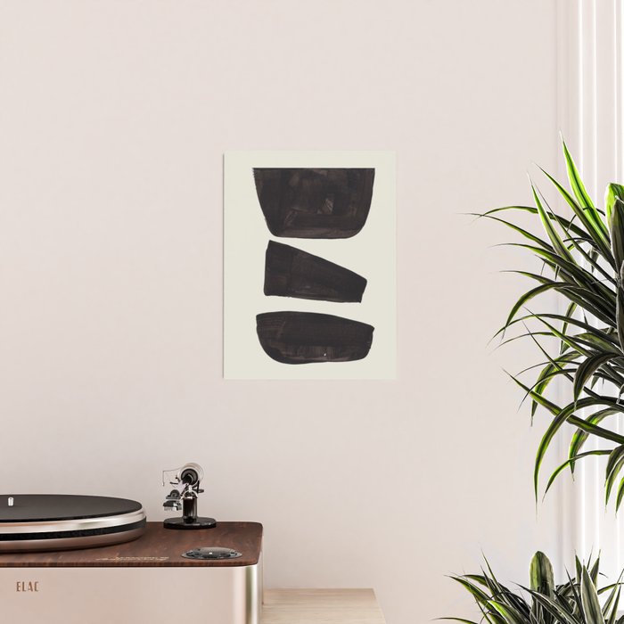 Black & White Minimalist Abstract Shapes Patterns Black Ink Painting Poster Gallery Image 2