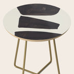 Black & White Minimalist Abstract Shapes Patterns Black Ink Painting Side Table Gallery Image 2