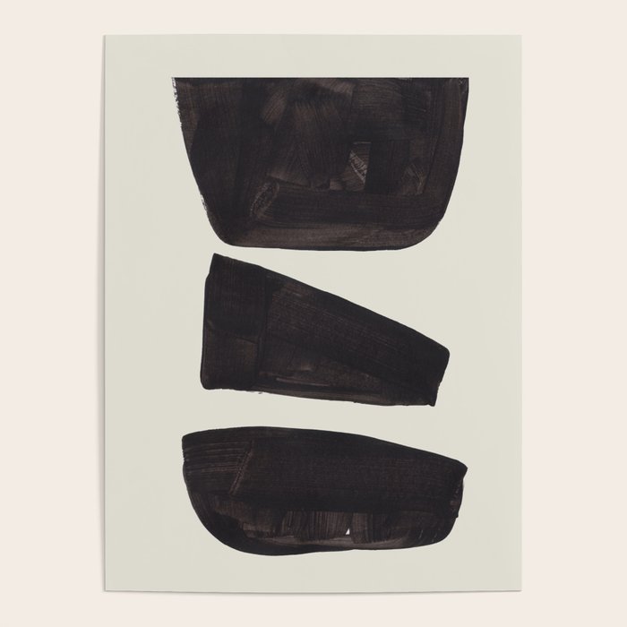 Black & White Minimalist Abstract Shapes Patterns Black Ink Painting Poster Gallery Image 1