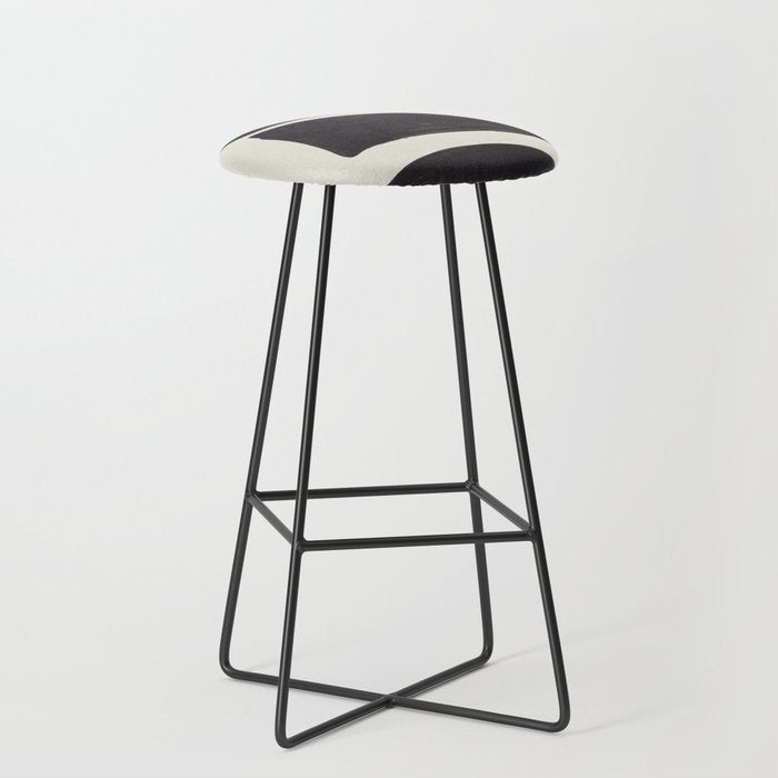 Black & White Minimalist Abstract Shapes Patterns Black Ink Painting Stool Gallery Image 1