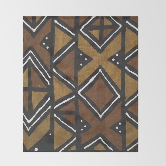 African Pattern - African Mudcloth Design Throw Blanket Gallery Image 2